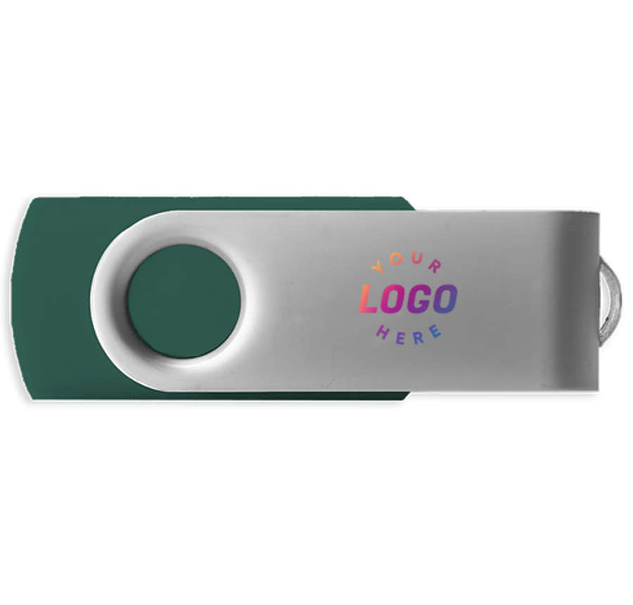Full Color Silver Swivel Type-C USB Flash Drive 16GB in Dark Green