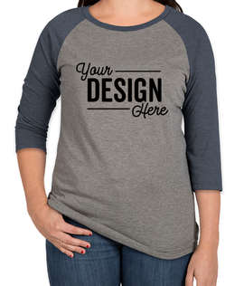 District Women's Tri-Blend Raglan T-shirt - Color: Navy Frost / Grey Frost