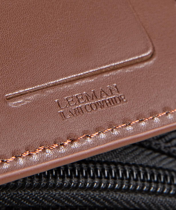 Debossed Grand Central Leather Luggage Tag