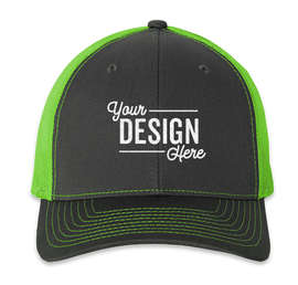 Richardson Snapback Trucker Hat - Color: Charcoal / Neon Green