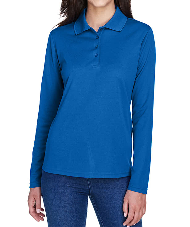 Core 365 Women's Long Sleeve Performance Pique Polo - Embroidered