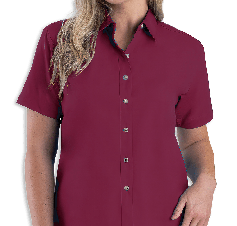 Blue Generation Women's Superblend Poplin Short Sleeve Dress Shirt - Printed-default