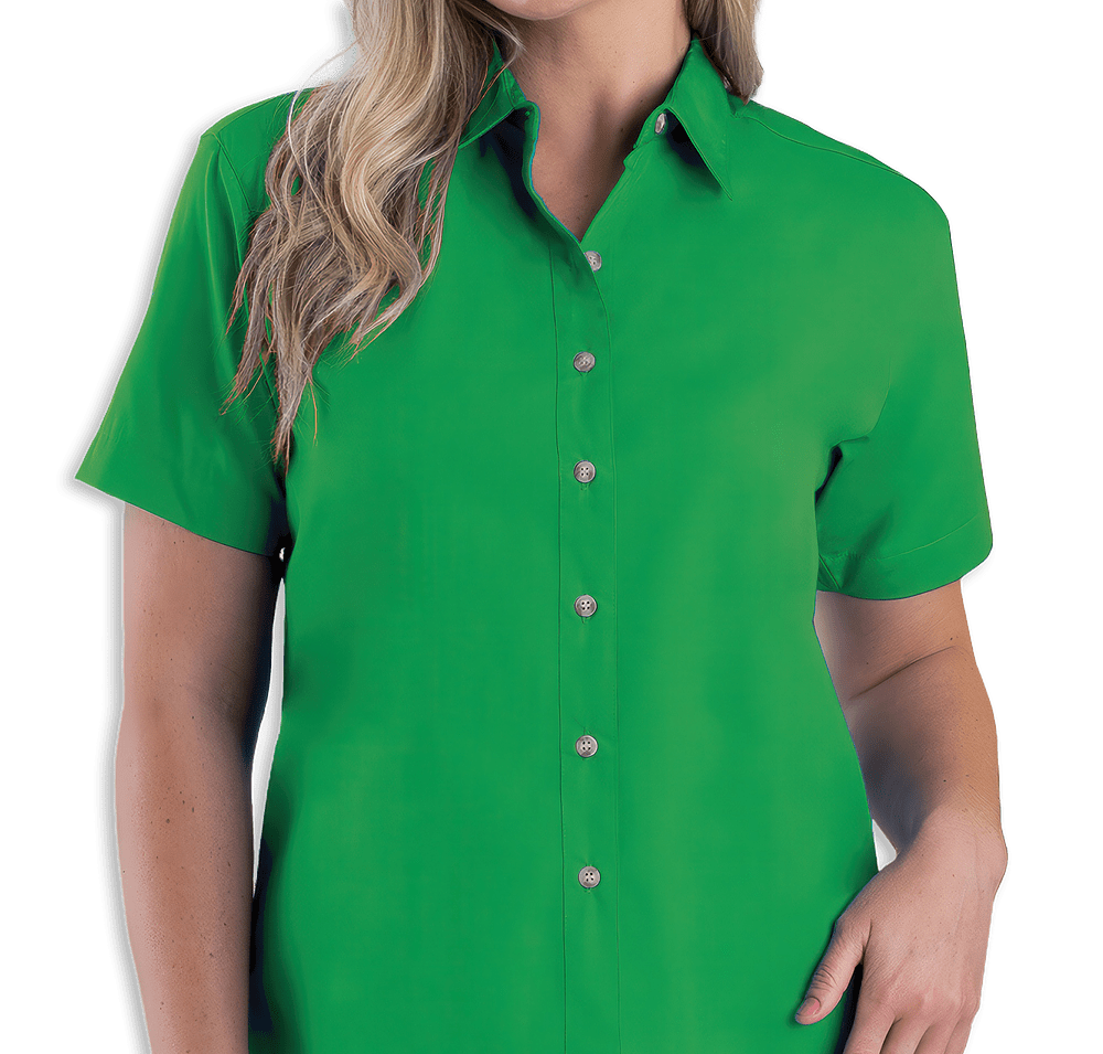 Blue Generation Women's Superblend Poplin Short Sleeve Dress Shirt - Printed-default
