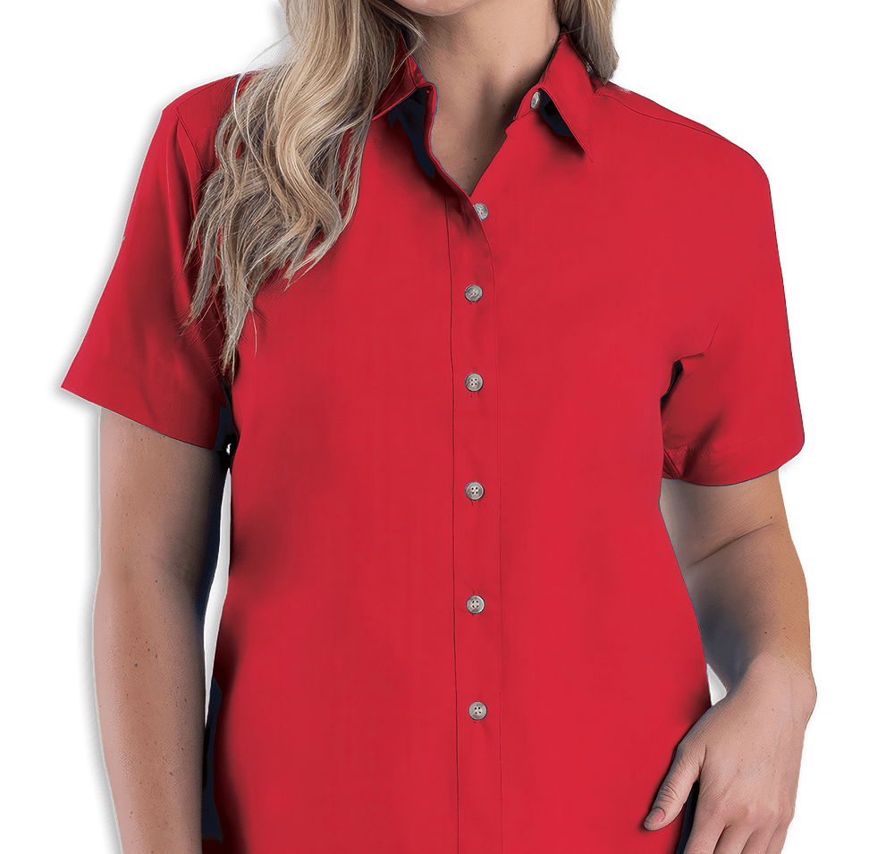 Blue Generation Women's Superblend Poplin Short Sleeve Dress Shirt - Printed-default