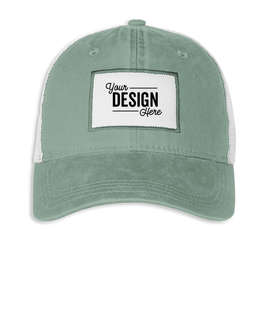 Ahead Solana Pigment Dyed Trucker Hat with White Rectangle Patch - Color: Seaside / White