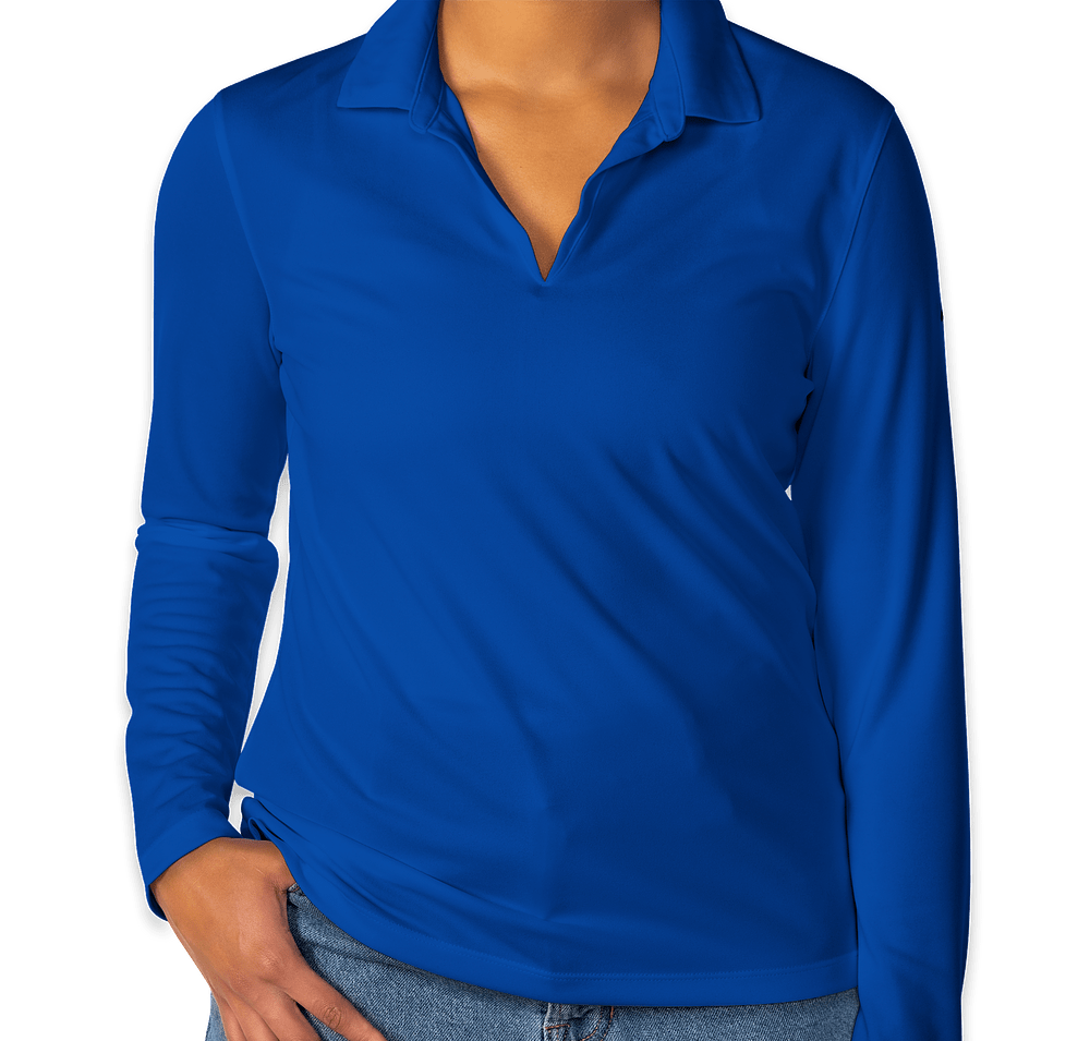 Nike Women's Dri-FIT Micro Pique Long Sleeve Performance Polo 2.0 - Printed-default