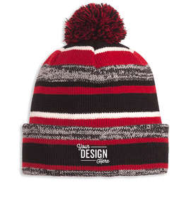 New Era Sideline Fleece Lined Pom Pom Beanie - Color: Black / Scarlet