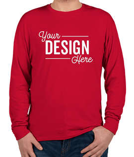 Hanes X-Temp Long Sleeve T-shirt - Color: Deep Red