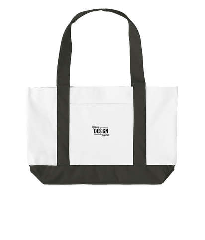 Embroidered Medium Poly Boat Tote Bag - White / Black