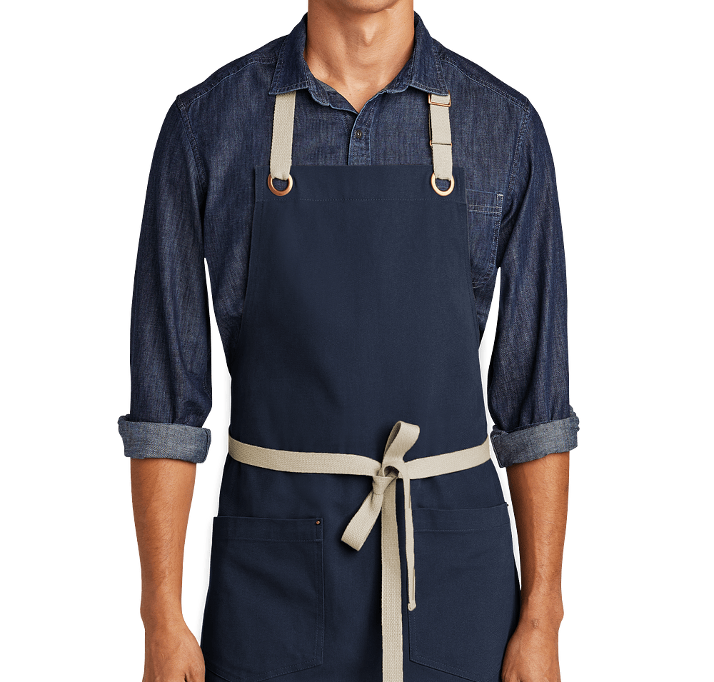 Port Authority Canvas Two-Pocket Full Length Apron - Embroidered-default