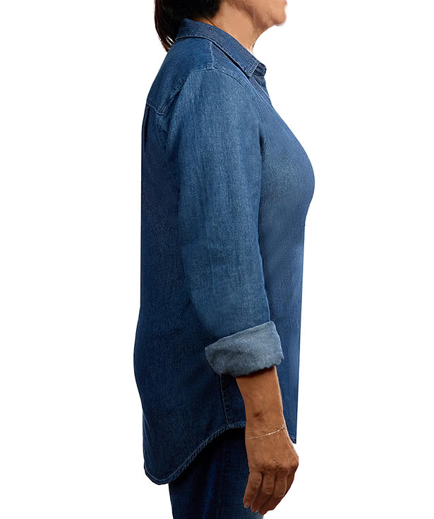Blue Generation Women's Untucked Long Sleeve Denim Shirt - Embroidered