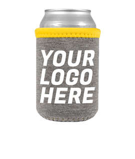 Heathered Jersey Neoprene Can Cooler - Color: Charcoal Gray / Yellow Gold / Yellow