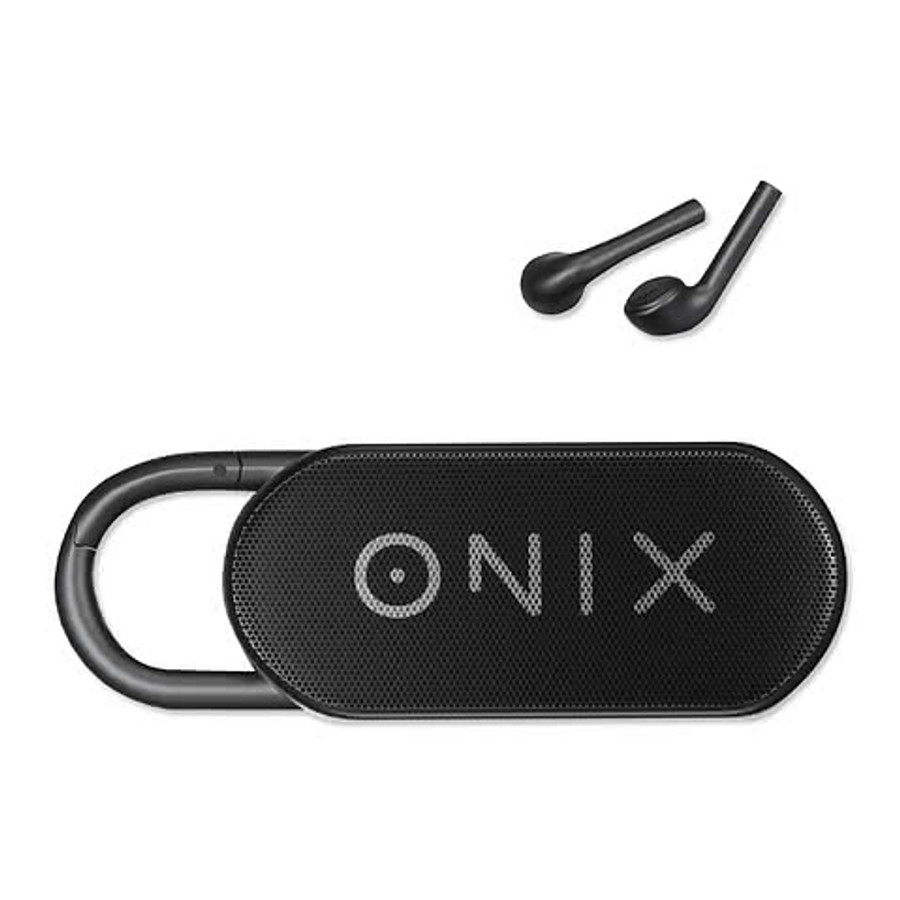 Full Color Clip Buddies Wireless Speaker and Earbuds in Black