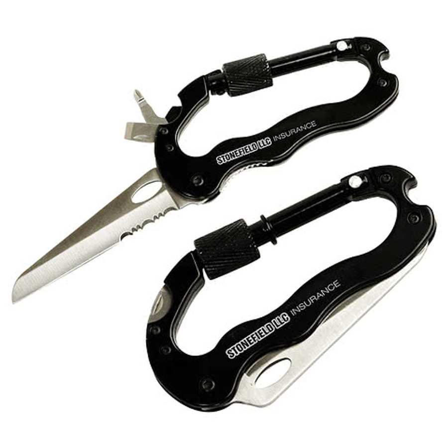 Carabiner Pocketknife in Black/Silver