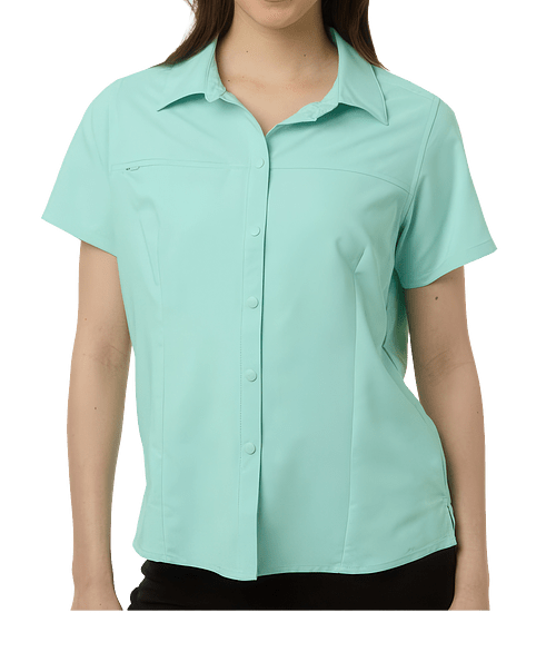 Core 365 Women's Shoreline UPF 50+ Short Sleeve Staff Shirt in Sea Glass