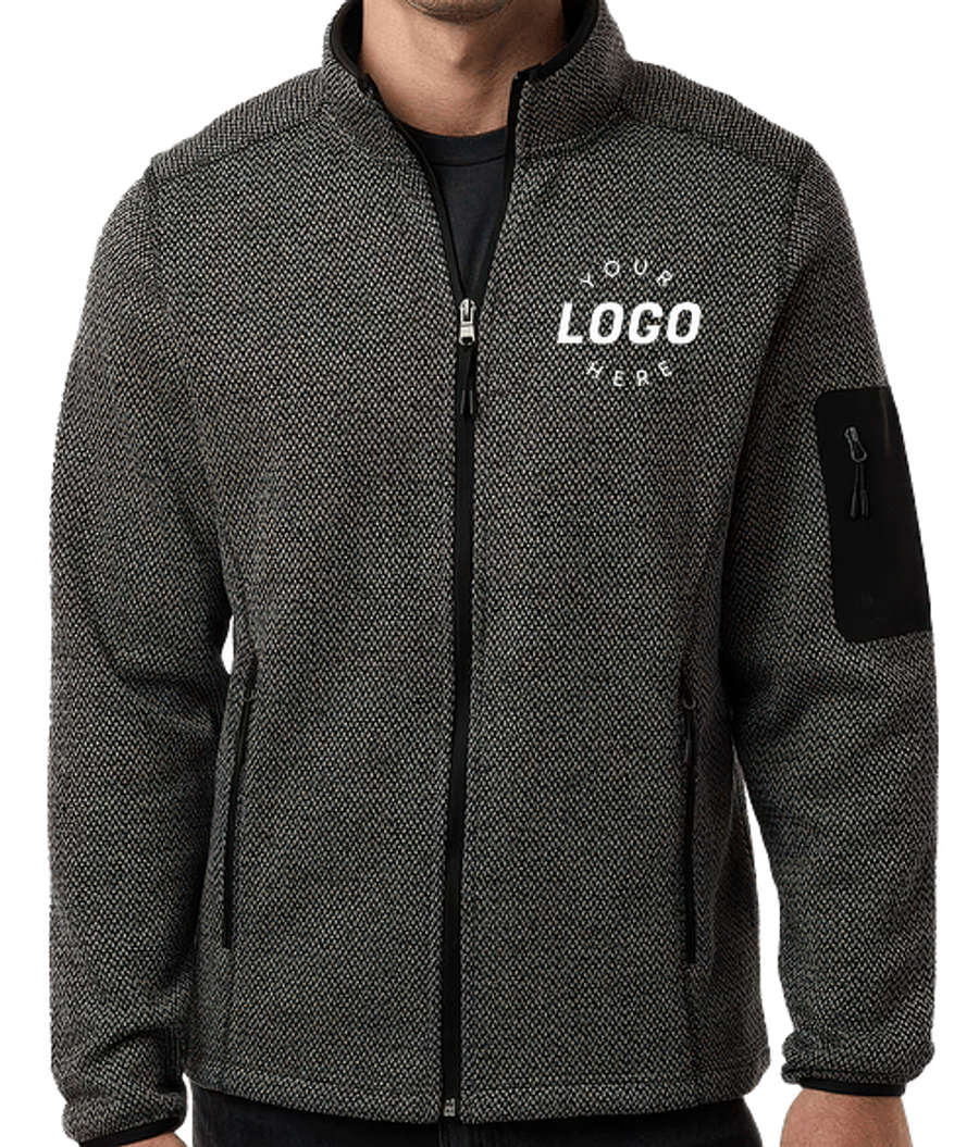 North End Jasper Recycled Fleece Jacket - Printed in Black / Grey