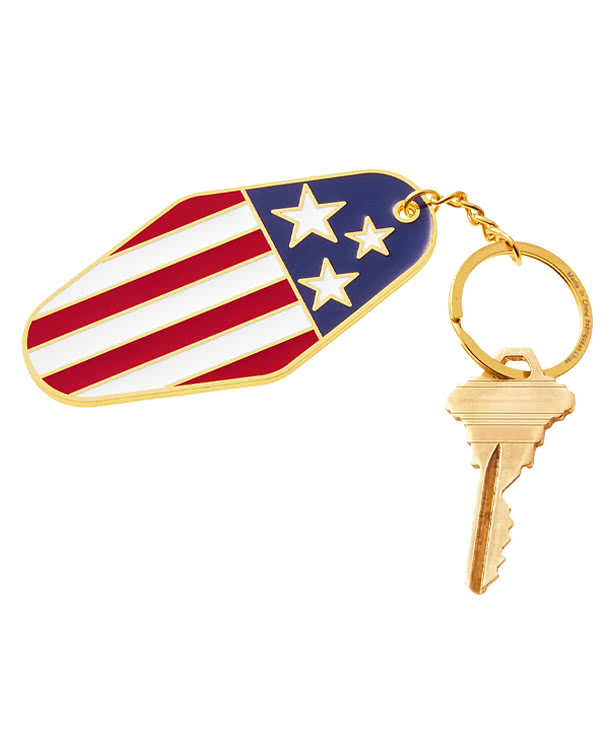 Laser Engraved USA Patriotic Metal Keychain