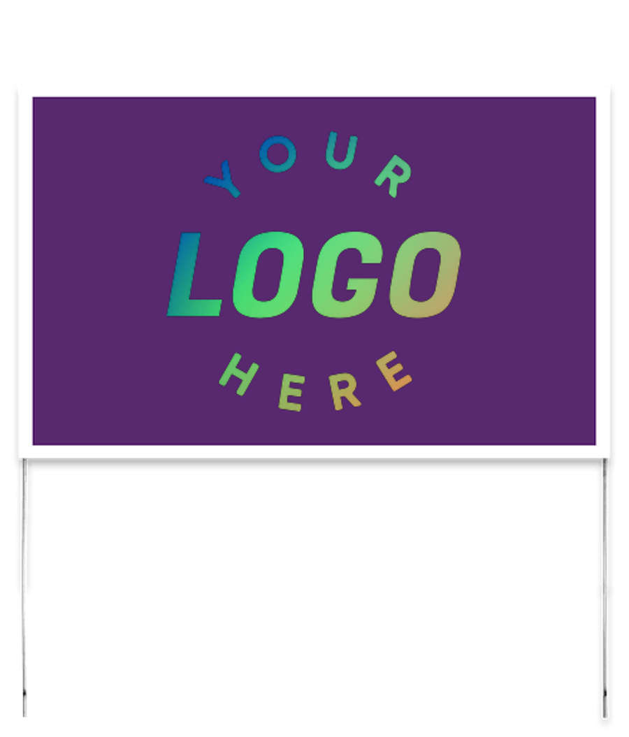 Full Color 22" x 14" Poster Yard Sign with Metal Frame in Team Purple