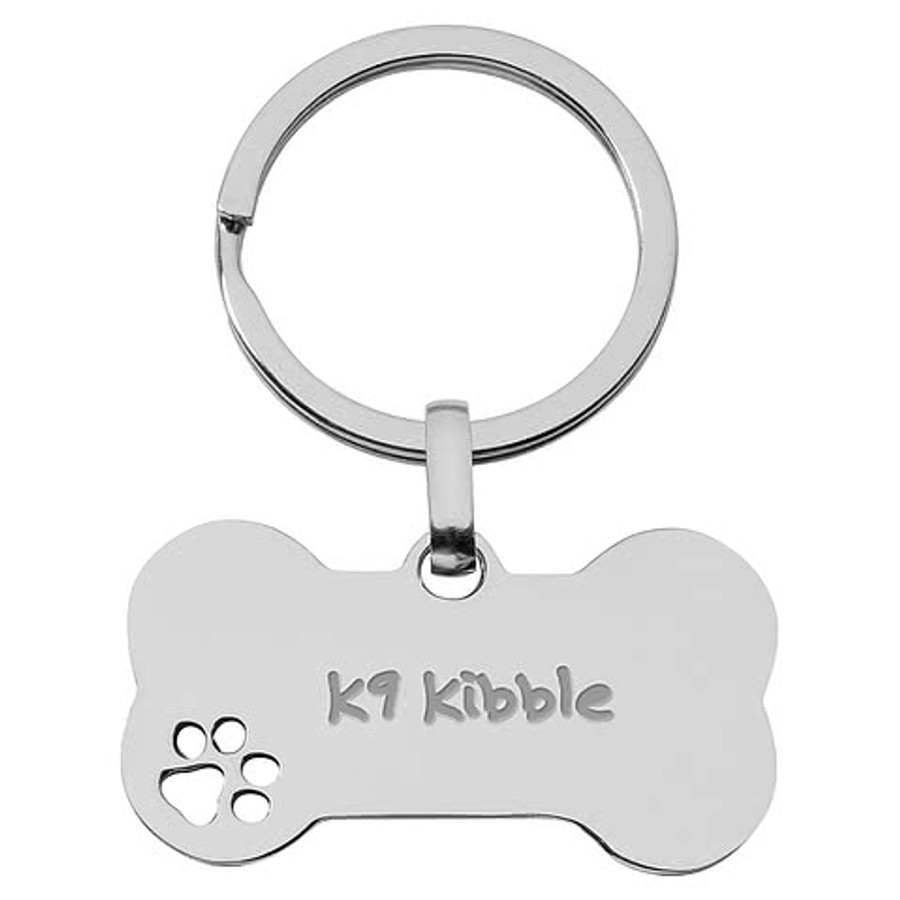 Laser Engraved Pet Bone Shape Keychain in SILVER