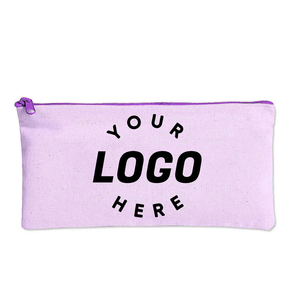 Large Colored Canvas Pouch with Colored Zipper