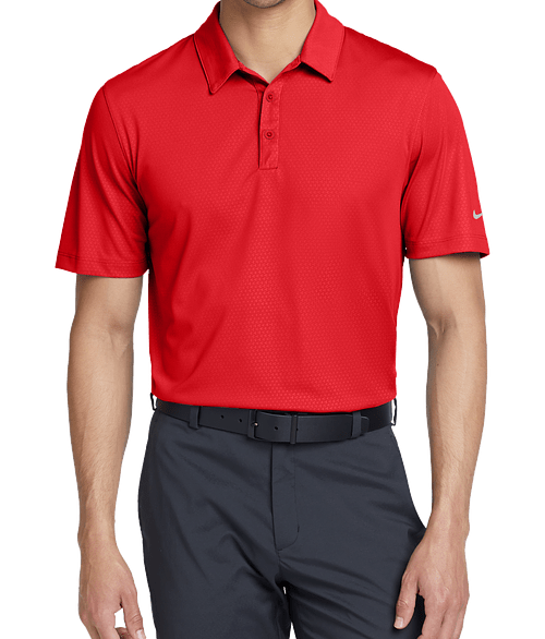 Nike Dri-FIT Embossed Tri-Blade Performance Polo in University Red