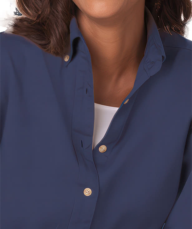 Blue Generation Women's Stretch Poplin 3/4 Sleeve Dress Shirt