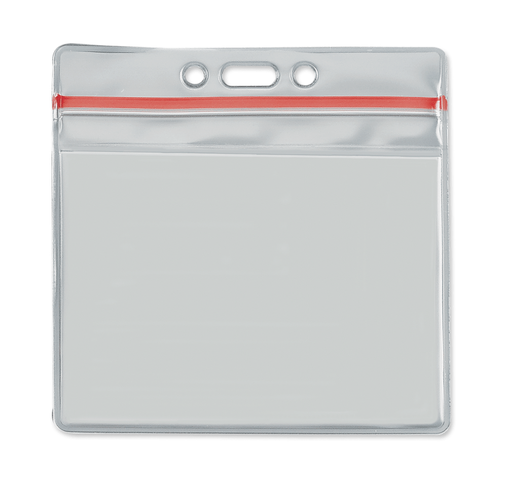 4" x 3" Horizontal Vinyl Badge Pouch with Zipper-default