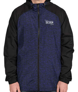 Sport-Tek Heather Raglan Hooded Full Zip Jacket - Color: True Royal Heather / Black