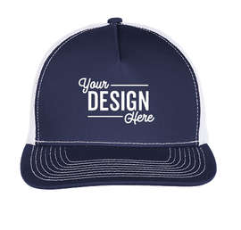 Outdoor Cap Five-Panel Snapback Trucker Hat - Color: Navy / White