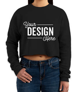 Bella + Canvas Women's Drop Shoulder Cropped Crewneck Sweatshirt - Color: Black