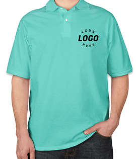 Jerzees Spotshield 50/50 Jersey Polo - Screen Printed - Color: Scuba Blue