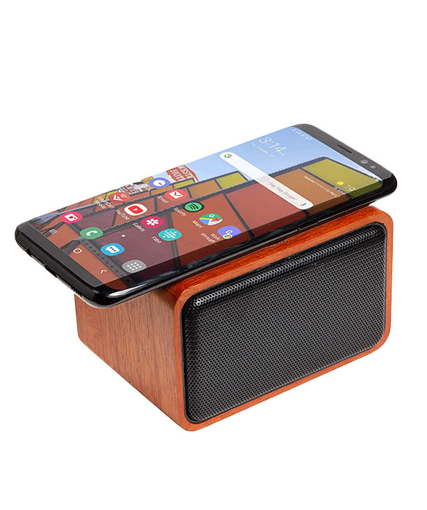 Laser Engraved FSC Mahogany Wireless Speaker with Charger