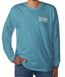 Comfort Colors 100% Cotton Long Sleeve T-Shirt - Embroidered - Color: Royal Caribe