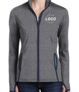 Sport-Tek Women's Sport-Wick Stretch Full Zip Jacket - Color: Charcoal Grey Heather / True Navy