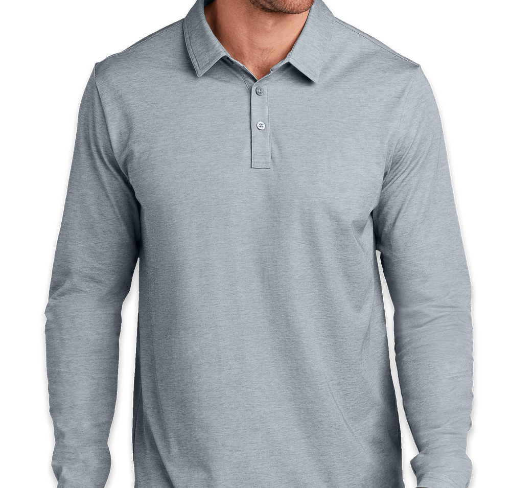 TravisMathew Oceanside Heather Long Sleeve Performance Polo - Embroidered-default