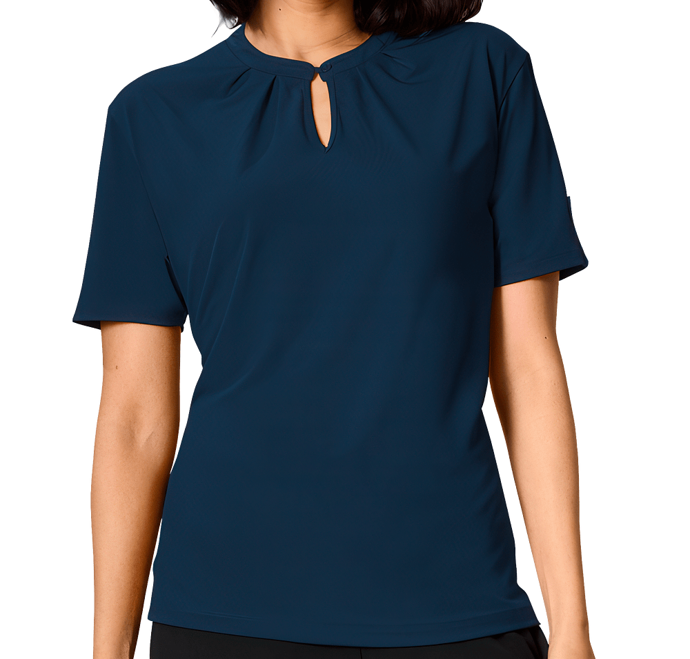 Blue Generation Women’s Matte Jersey Keyhole Blouse-default