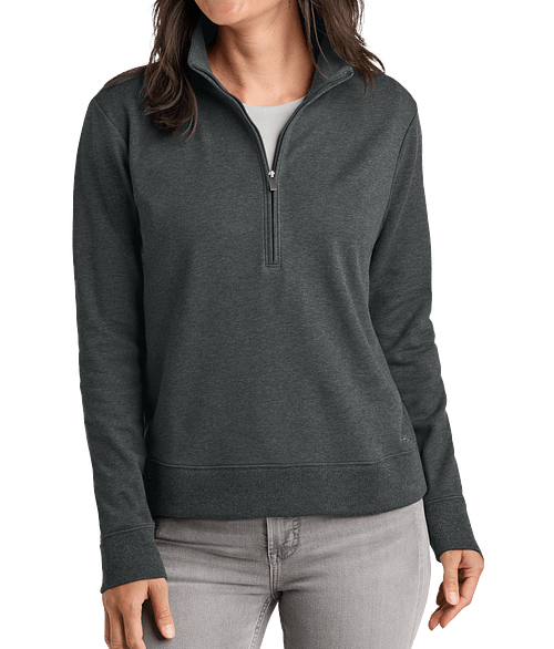 TravisMathew Women's Ocean Villa Quarter Zip Sweatshirt in Dark Grey Heather