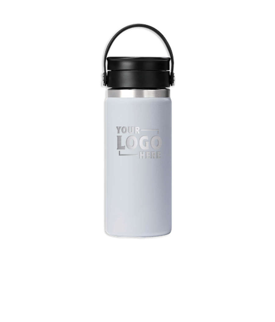 Hydro Flask Wide Mouth 16 oz. Bottle with Flex Sip Lid - Laser Engraved in White