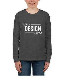 Bella + Canvas Youth Long Sleeve Jersey T-shirt - Color: Dark Grey Heather