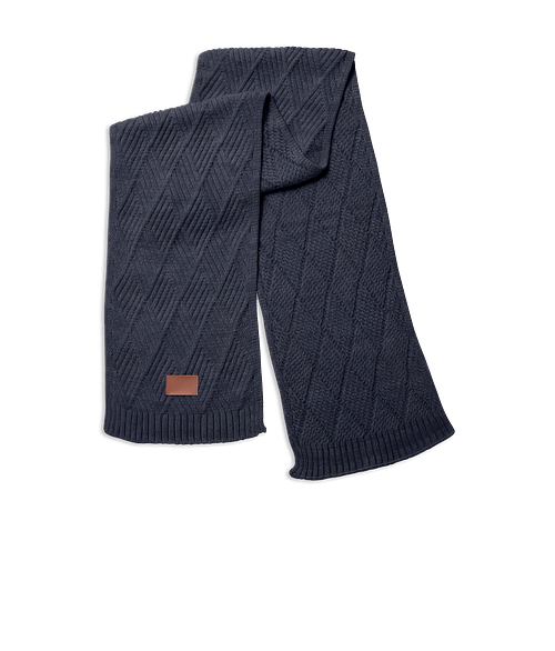 Debossed Leeman Trellis Knit Scarf in Heather Navy