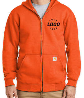 Carhartt Midweight Zip Hoodie - Screen Printed - Color: Brite Orange