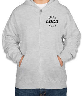 Hanes EcoSmart 50/50 Zip Hoodie - Screen Printed - Color: Ash