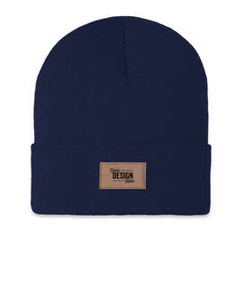 Ahead Newfoundland Cuff Beanie with Tan Rectangle Patch - Color: Navy