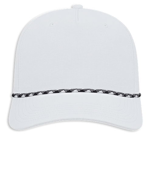 Cap America Athletic Rope Snapback Baseball Hat - Embroidered in White / White / Black