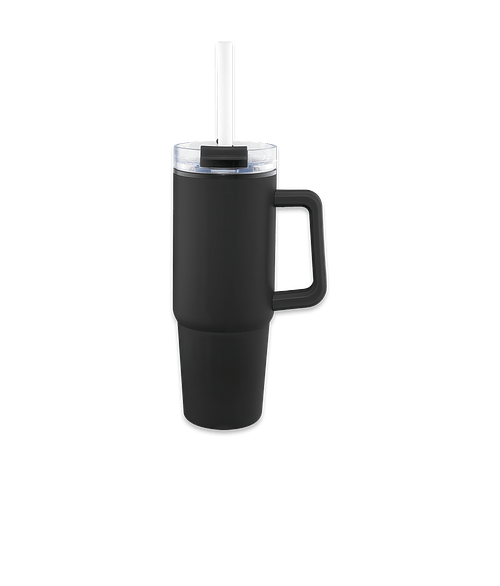 30 oz. Intrepid Recycled Tumbler with Straw in Black