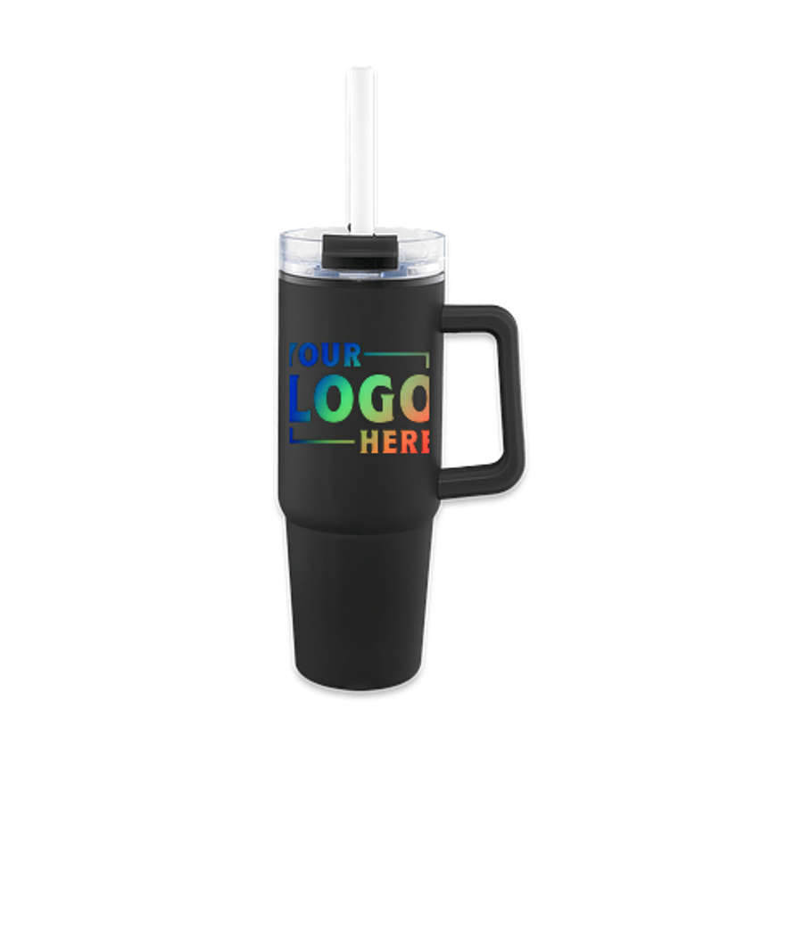 30 oz. Intrepid Recycled Tumbler with Straw in Black