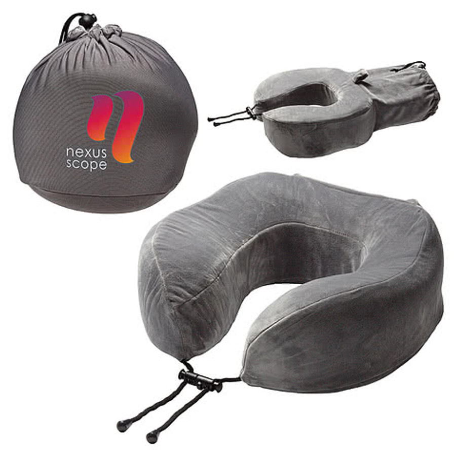 Full Color Snuggle Memory Foam Neck Pillow in Gray
