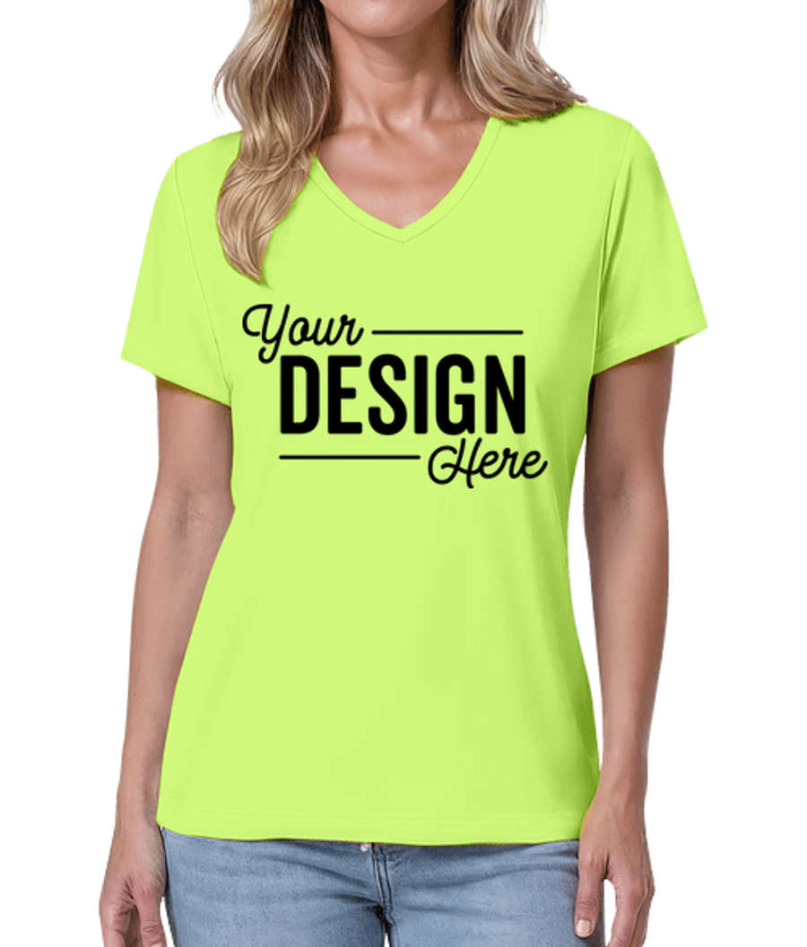 Blue Generation Women's Value BLU-X-DRI V-Neck Performance Shirt in Optic Yellow