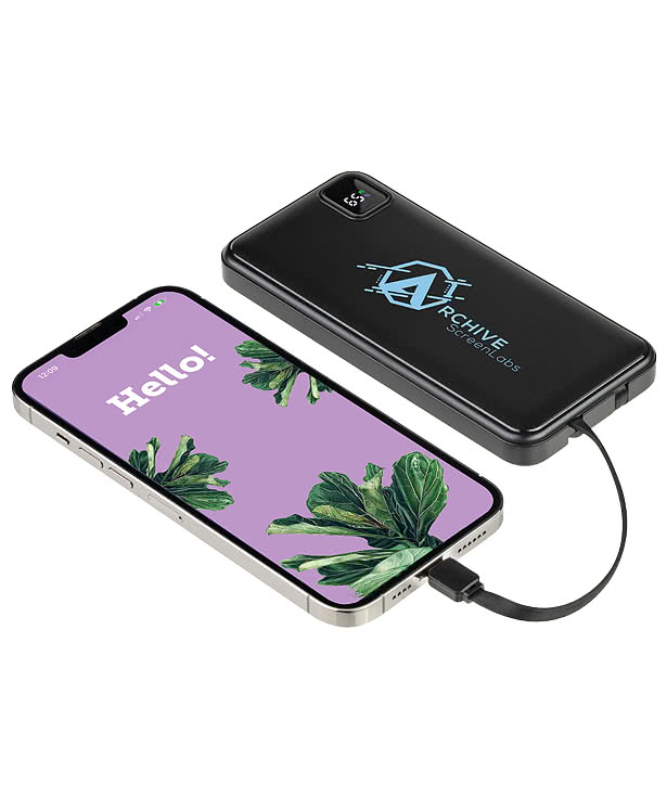 Marquis 10,000 mAh 20W PD Portable Power Bank with Built-In Cables