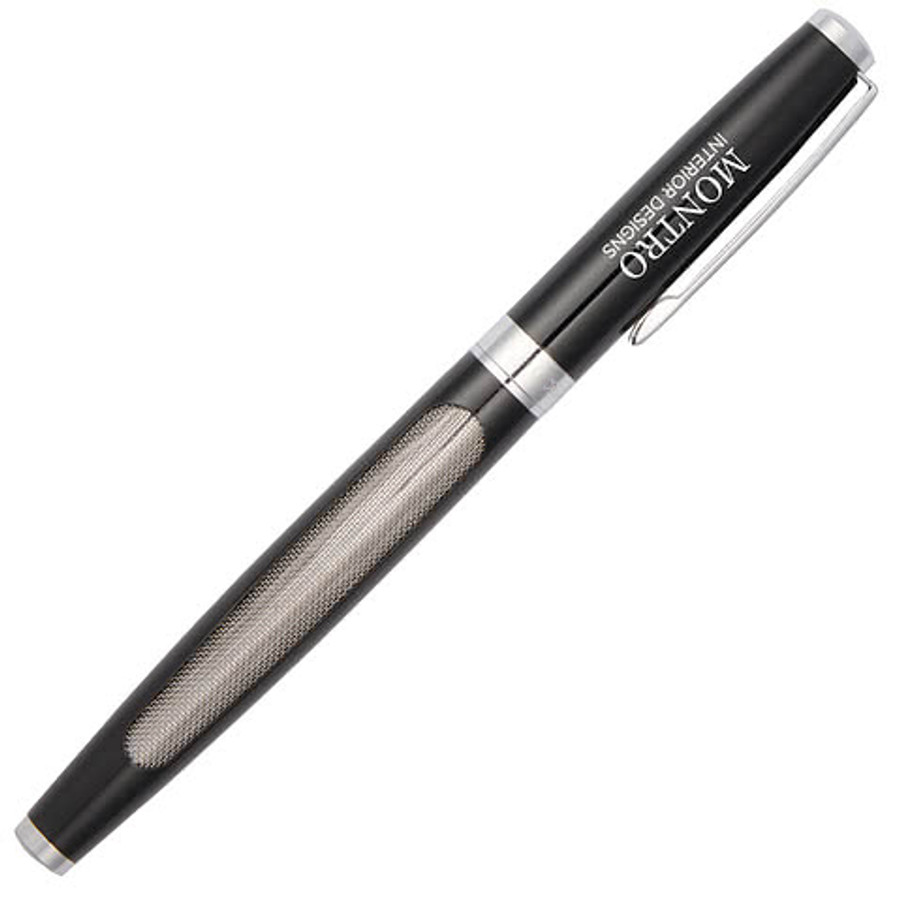 Luxe Recycled Stainless Steel Rollerball Gel Pen (black ink) in Navy